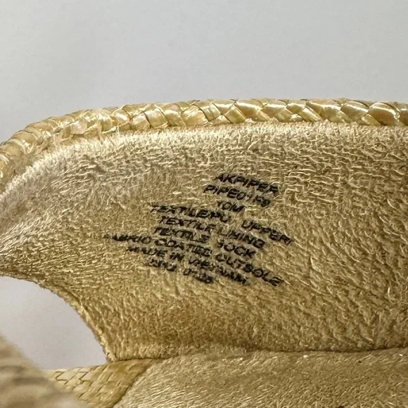 Anne Klein Raffia Block Heel Sandals Natural Beige Ankle Strap Size 10 - Picture 5 of 6